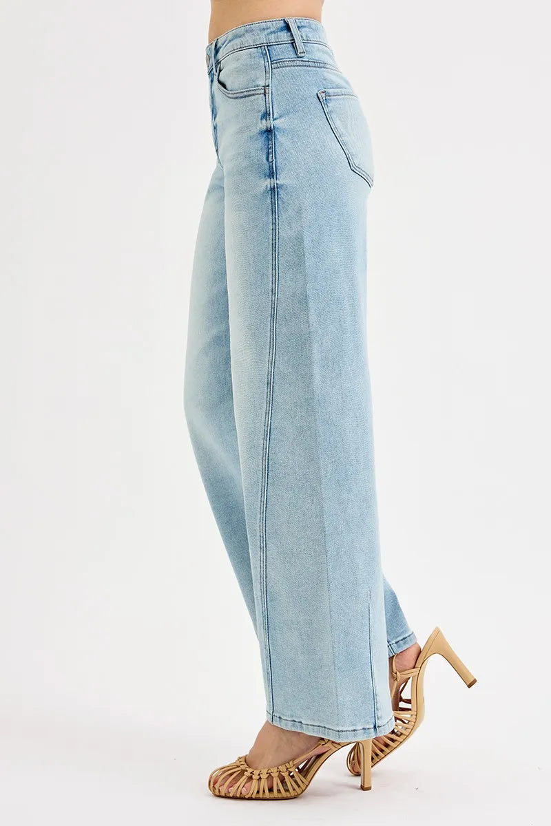 RISEN Full Size Mid Rise Fit Barrel Jeans Flattering & Comfortable Fit