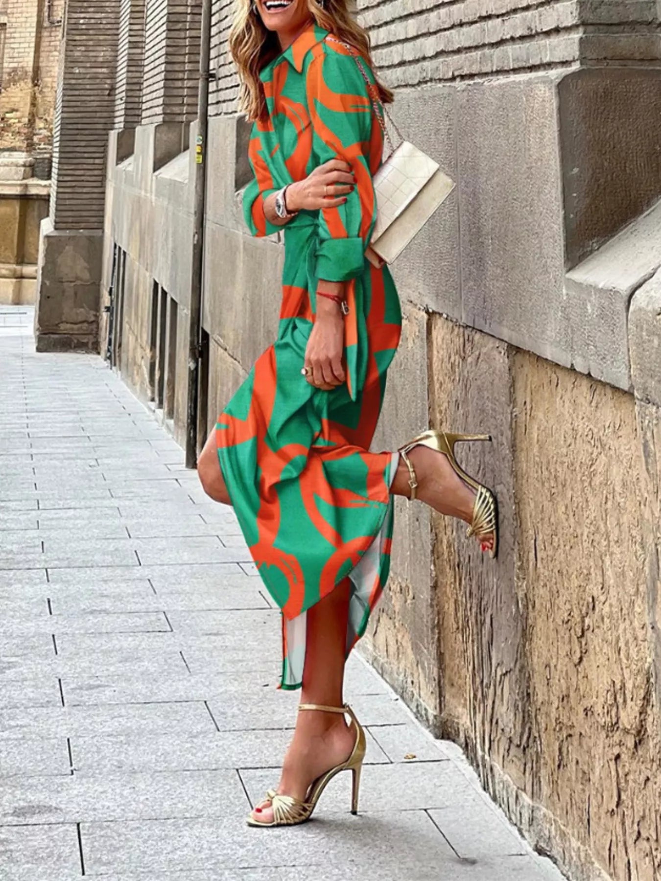 Printed Collared Neck Shirt Dress | Stylish Looks at CentPrime
