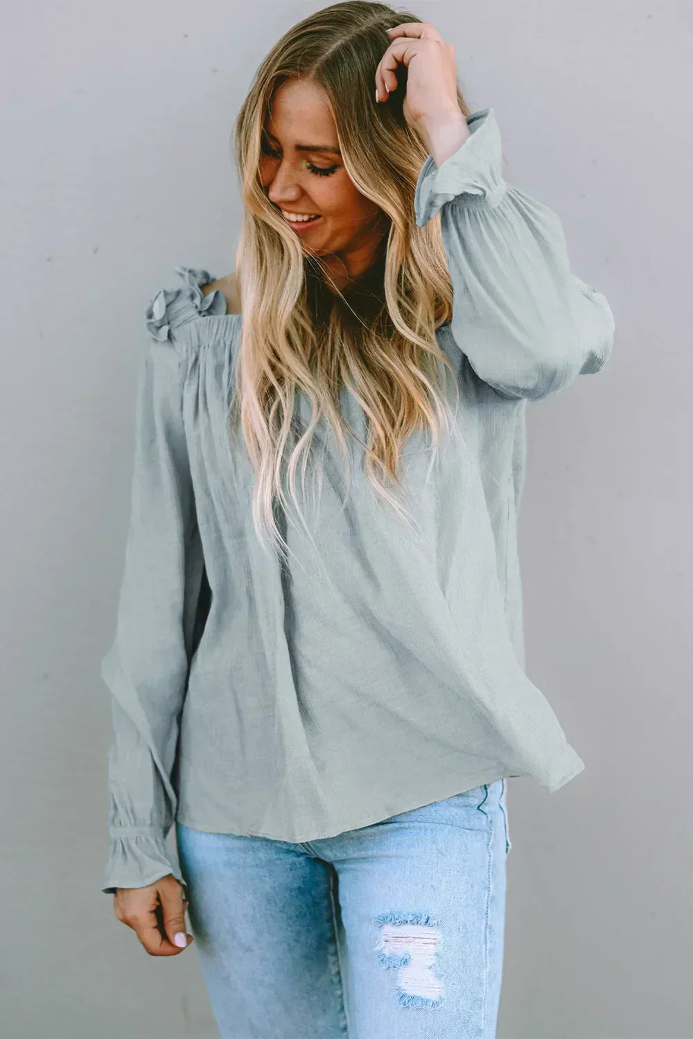 Frill Trim Flounce Sleeve Top | Elegant Women’s Blouse