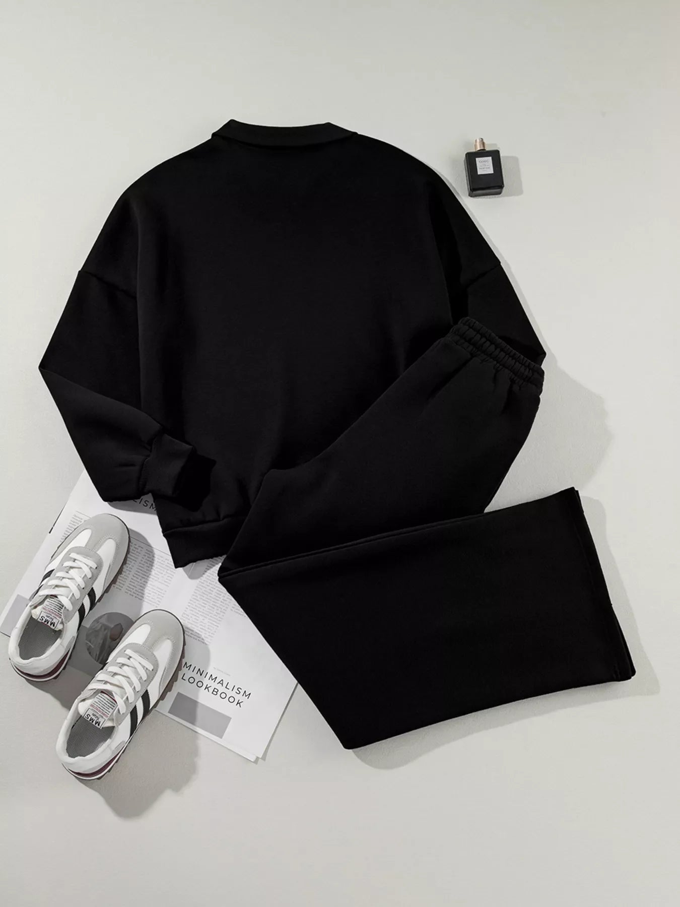 Drop Shoulder Zip Up Jacket & Drawstring Pants Set Activewear
