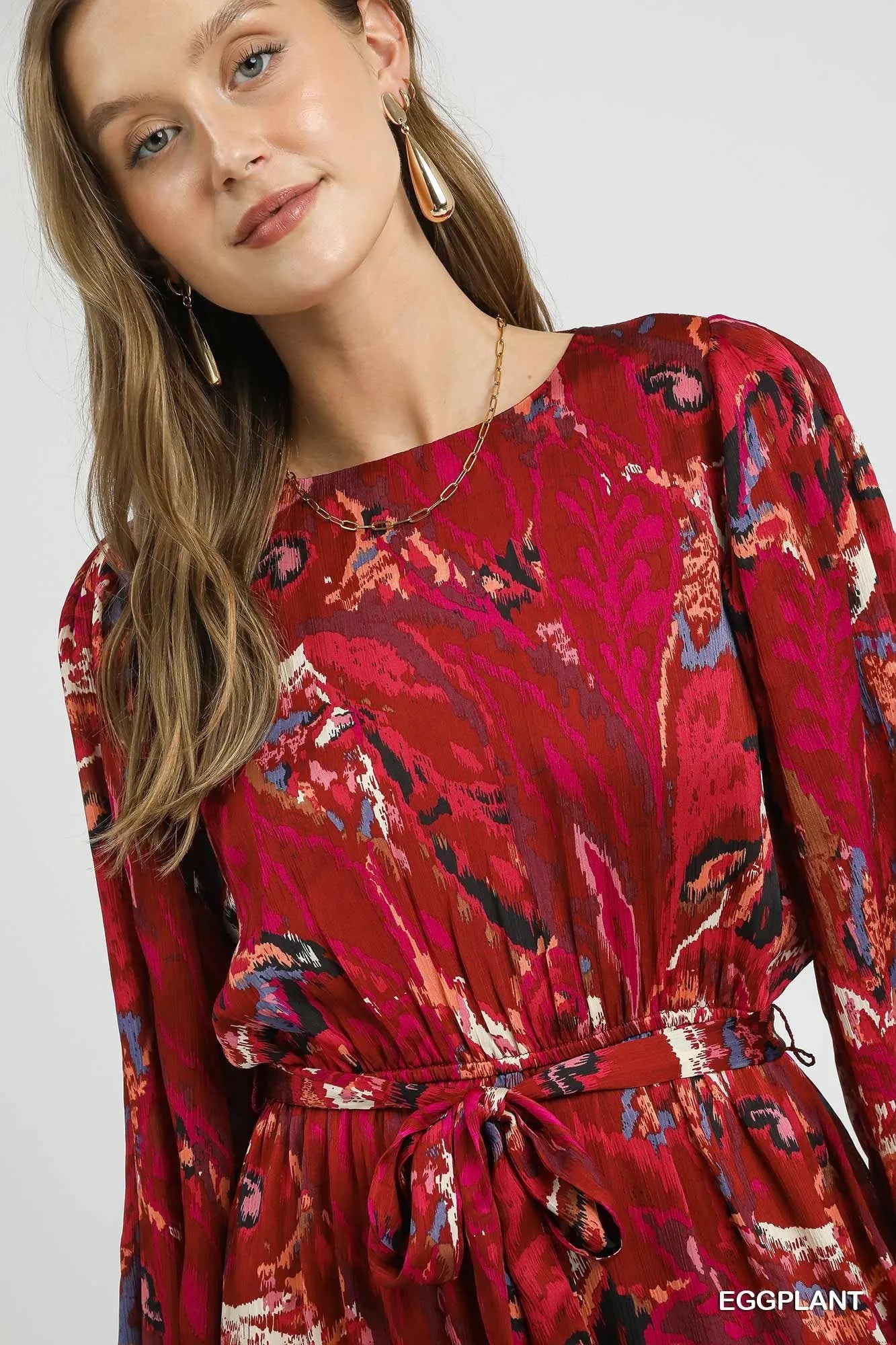 Ruffled Hem Printed Balloon Sleeve Dress by Umgee – Stylish & Flowy