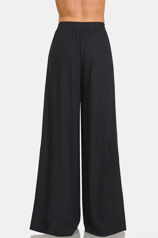 Pleated Linen Blend Wide Leg Pants | Breezy, Stylish & Comfortable