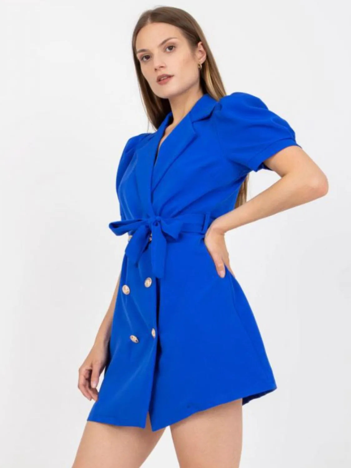 Tie Waist Short Sleeve Blazer Dress – Stylish & Elegant Outfit