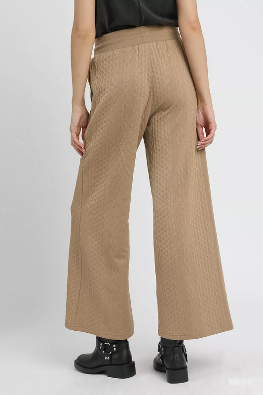 Umgee Cable Knit Textured Wide Leg Pants - Stylish Comfort Wear