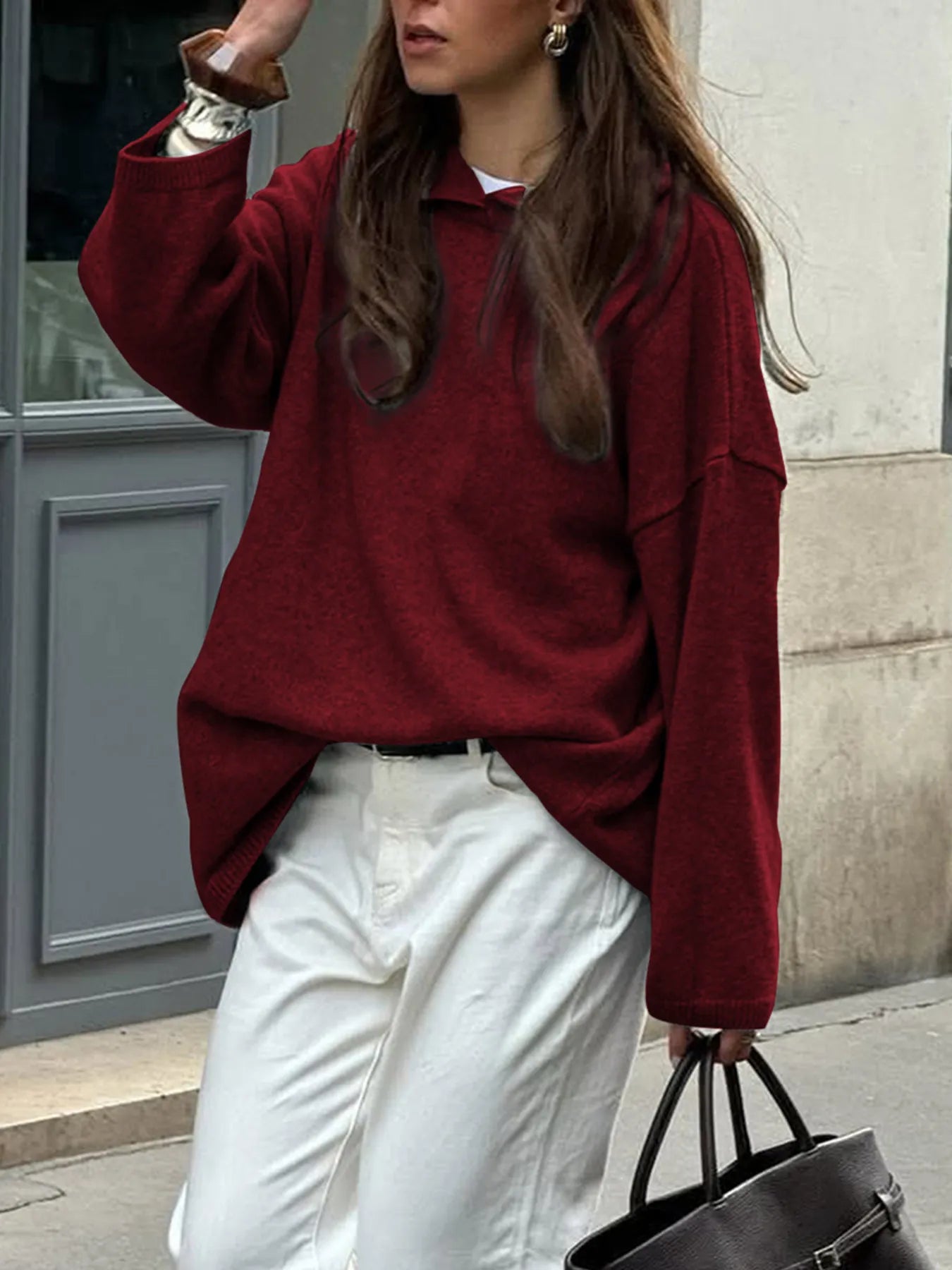 Oversized Long Sleeve Hooded Sweater | Cozy, Trendy & Comfy 2025