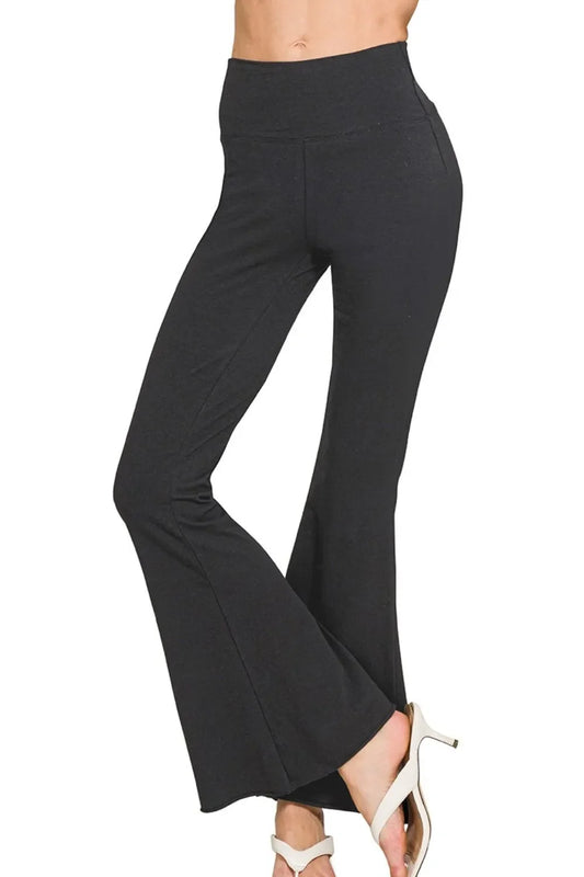 Zenana Raw Edge Hem Flare Yoga Pants | Stylish Comfort & Fit