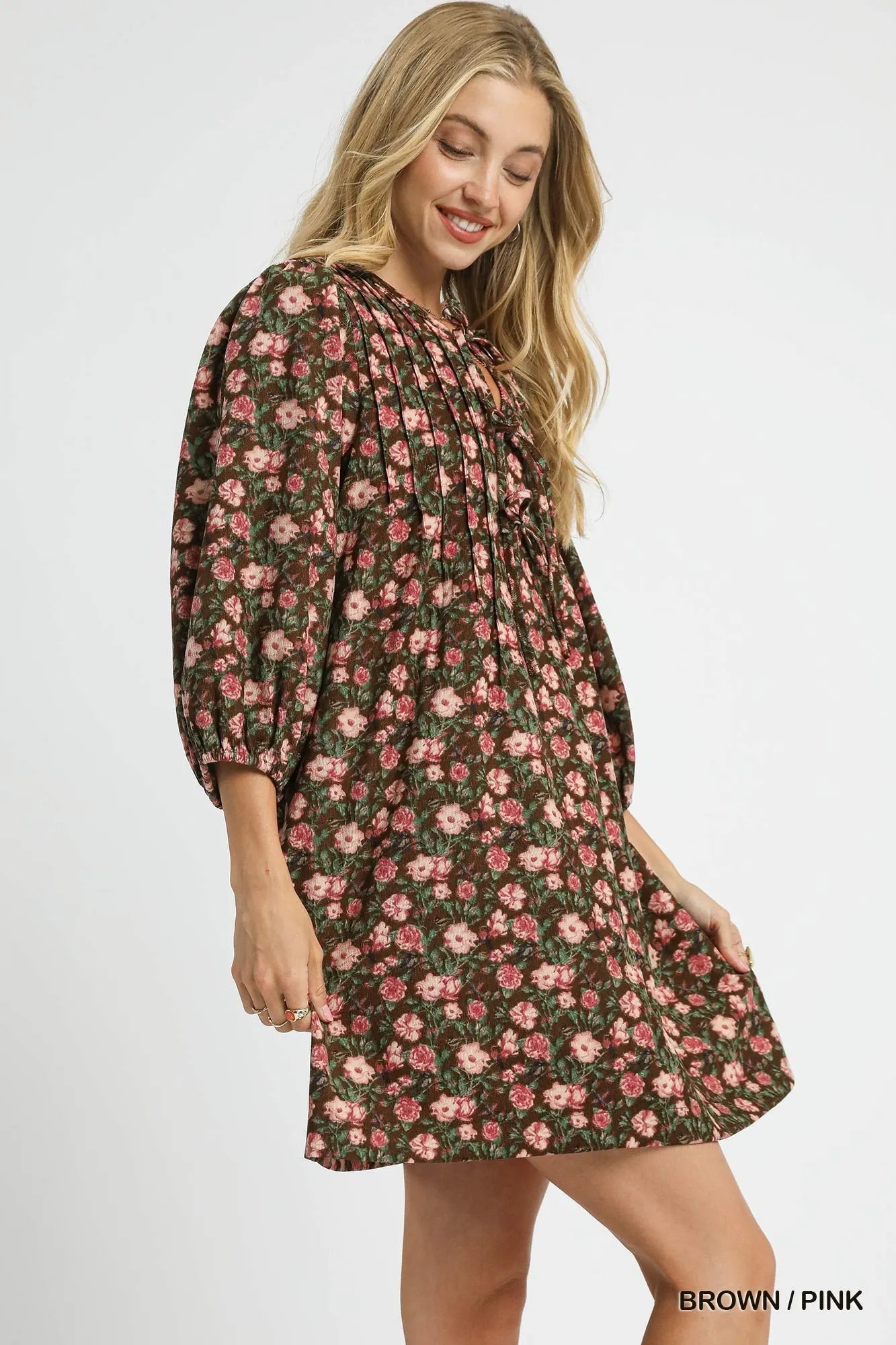 Umgee Floral Tie-Neck Babydoll Dress | Romantic & Effortless Style