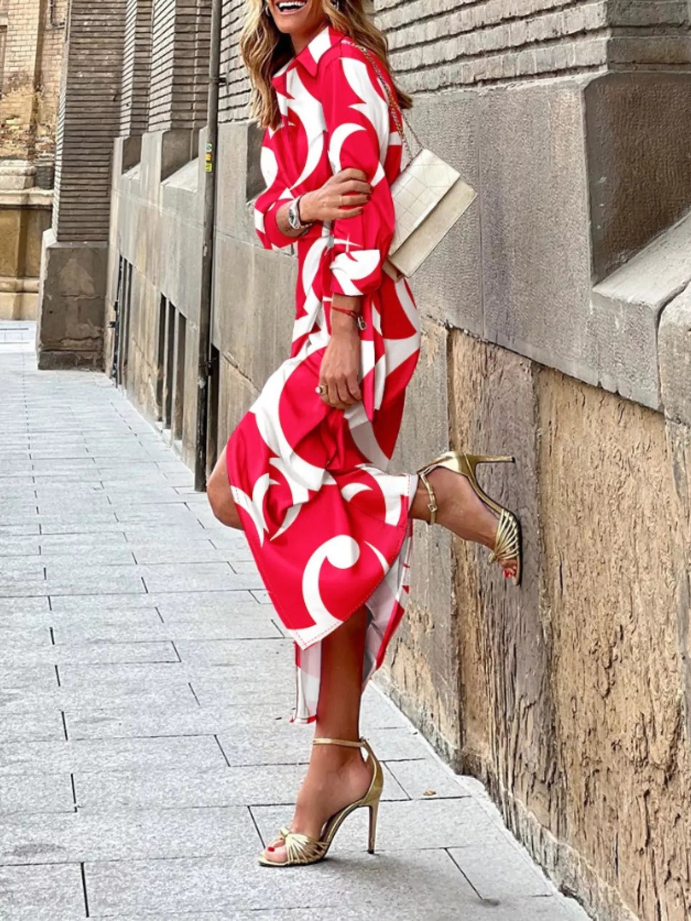 Printed Collared Neck Shirt Dress | Stylish Looks at CentPrime