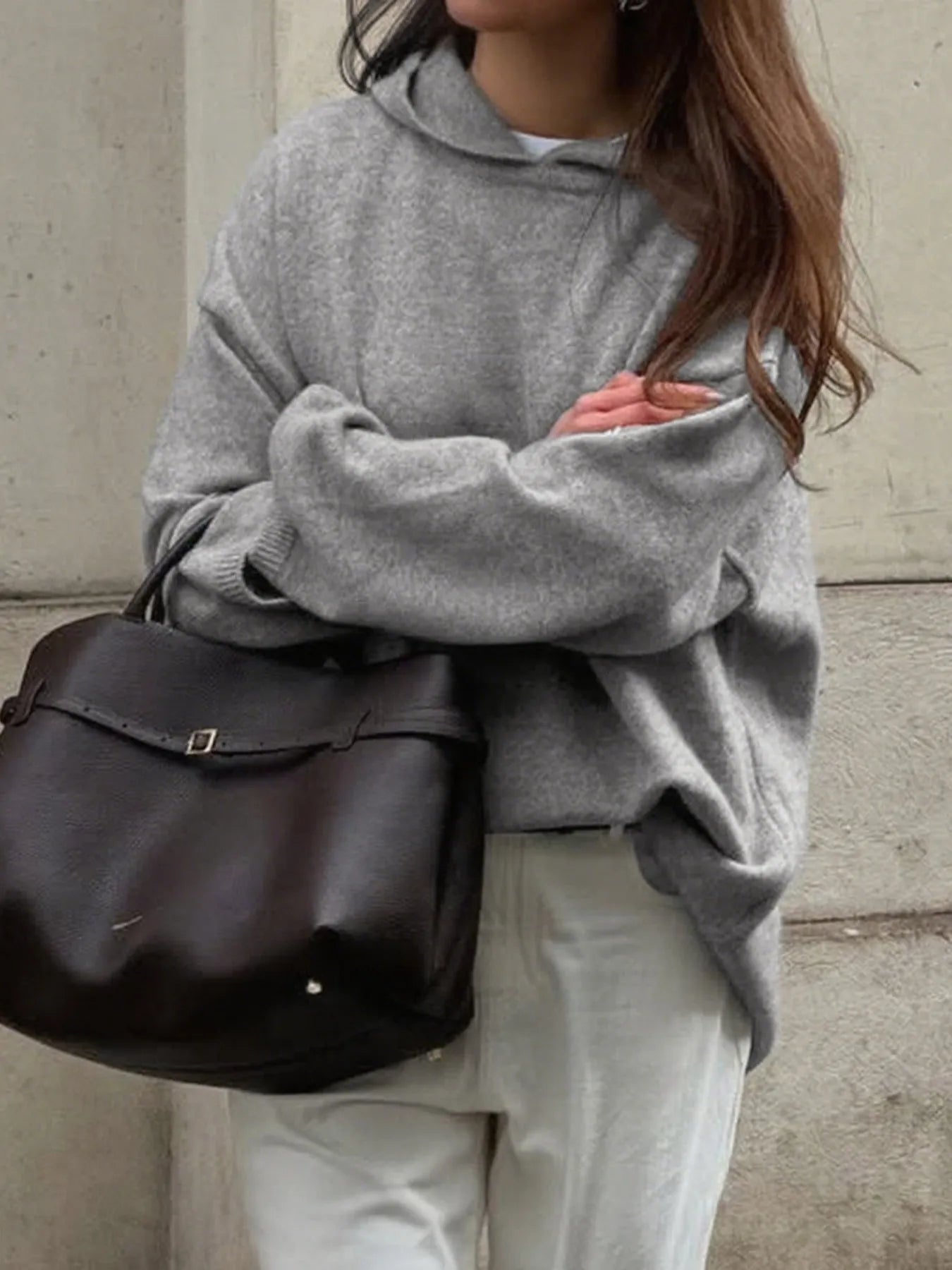Oversized Long Sleeve Hooded Sweater | Cozy, Trendy & Comfy 2025