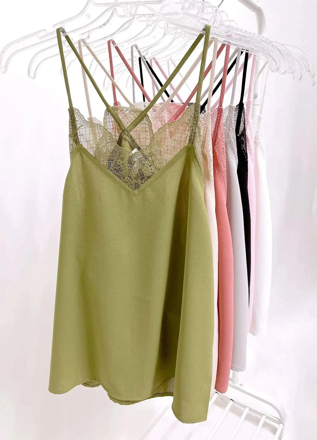 BiBi Lace Cami - Elegant Solid Tank Top with Lace Detail