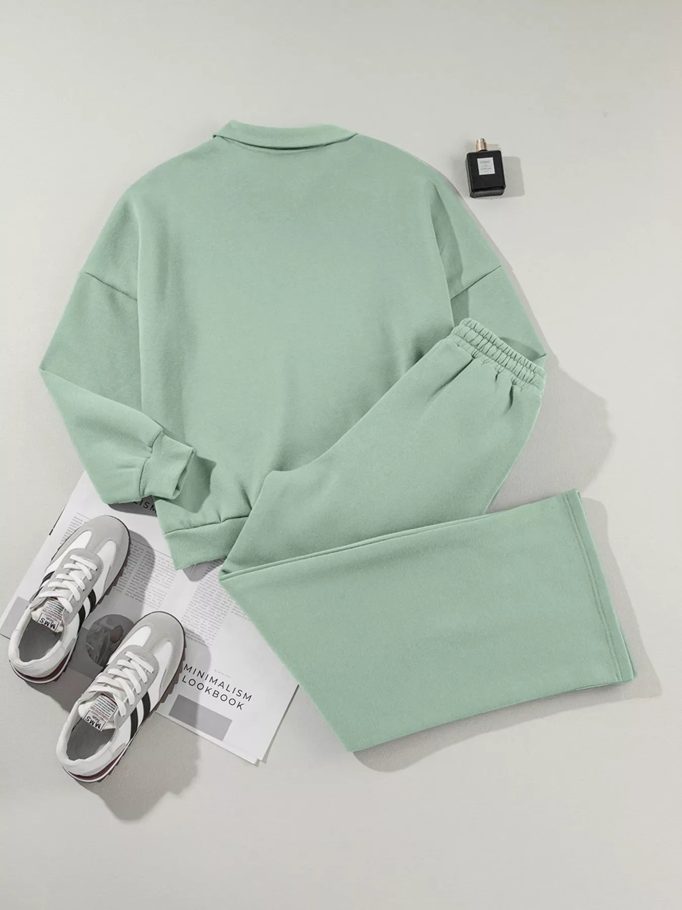 Drop Shoulder Zip Up Jacket & Drawstring Pants Set Activewear