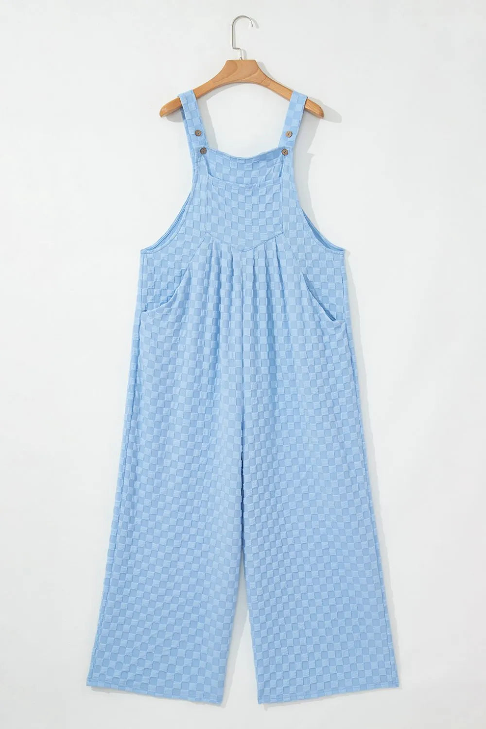 Checkered Pocketed Wide Leg Overalls – Trendy & Comfortable Fit