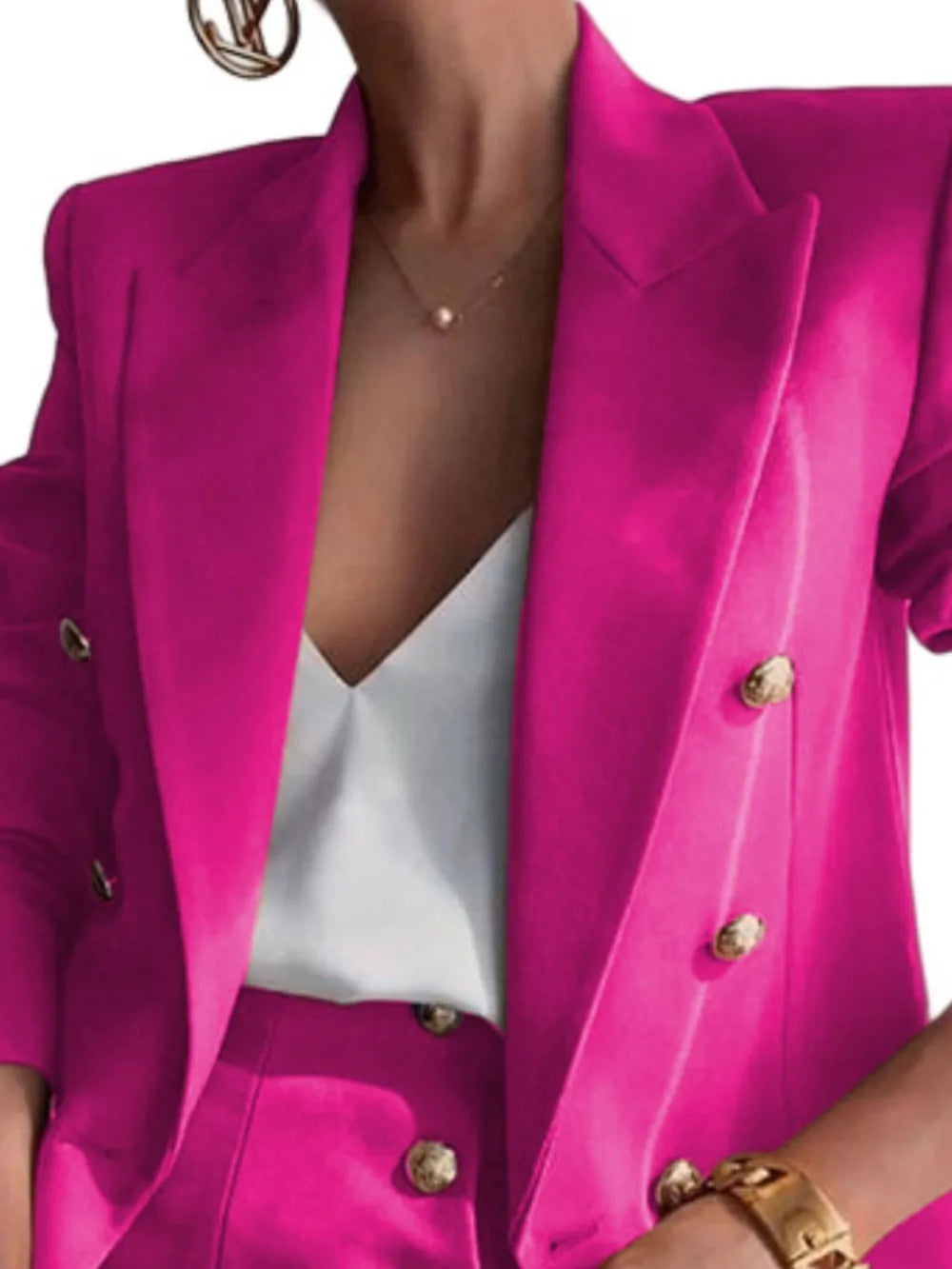 Lapel Collar Long Sleeve Blazer and Shorts Set – Stylish & Versatile Look