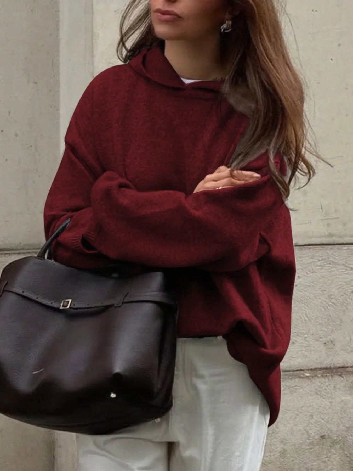 Oversized Long Sleeve Hooded Sweater | Cozy, Trendy & Comfy 2025