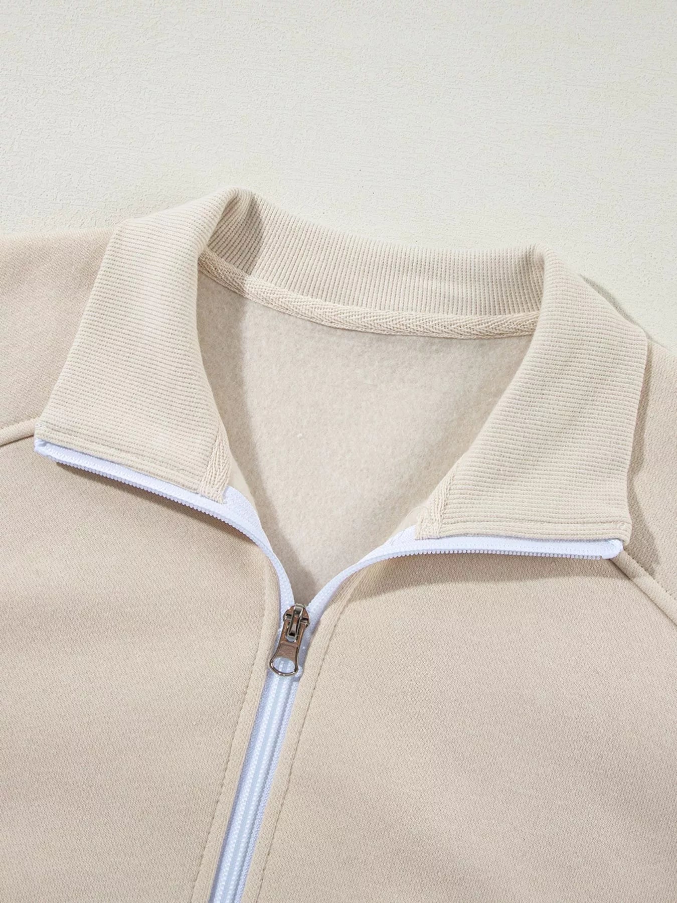 Drop Shoulder Zip Up Jacket & Drawstring Pants Set Activewear