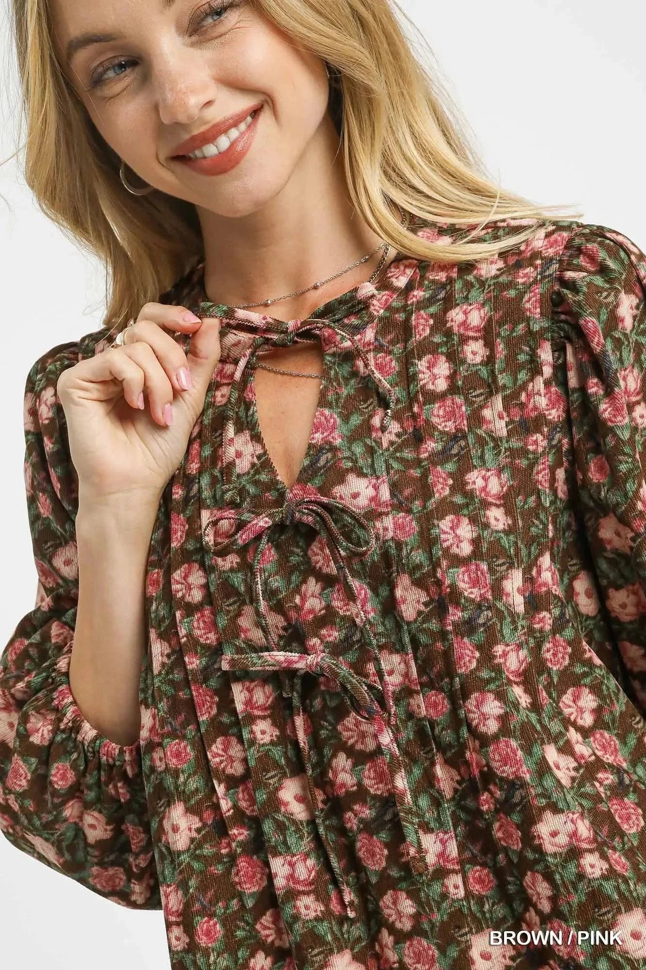 Umgee Floral Tie-Neck Babydoll Dress | Romantic & Effortless Style