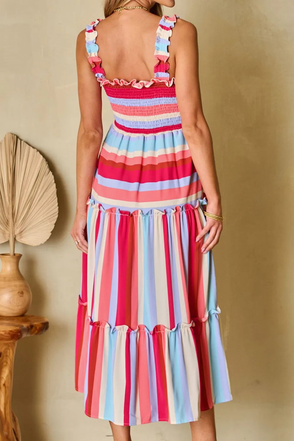 Contrast Stripe Wide Strap Dress – Bold, Flattering Everyday Style