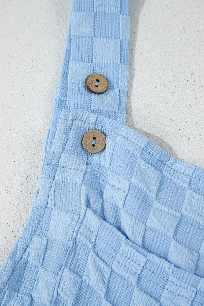 Checkered Pocketed Wide Leg Overalls – Trendy & Comfortable Fit