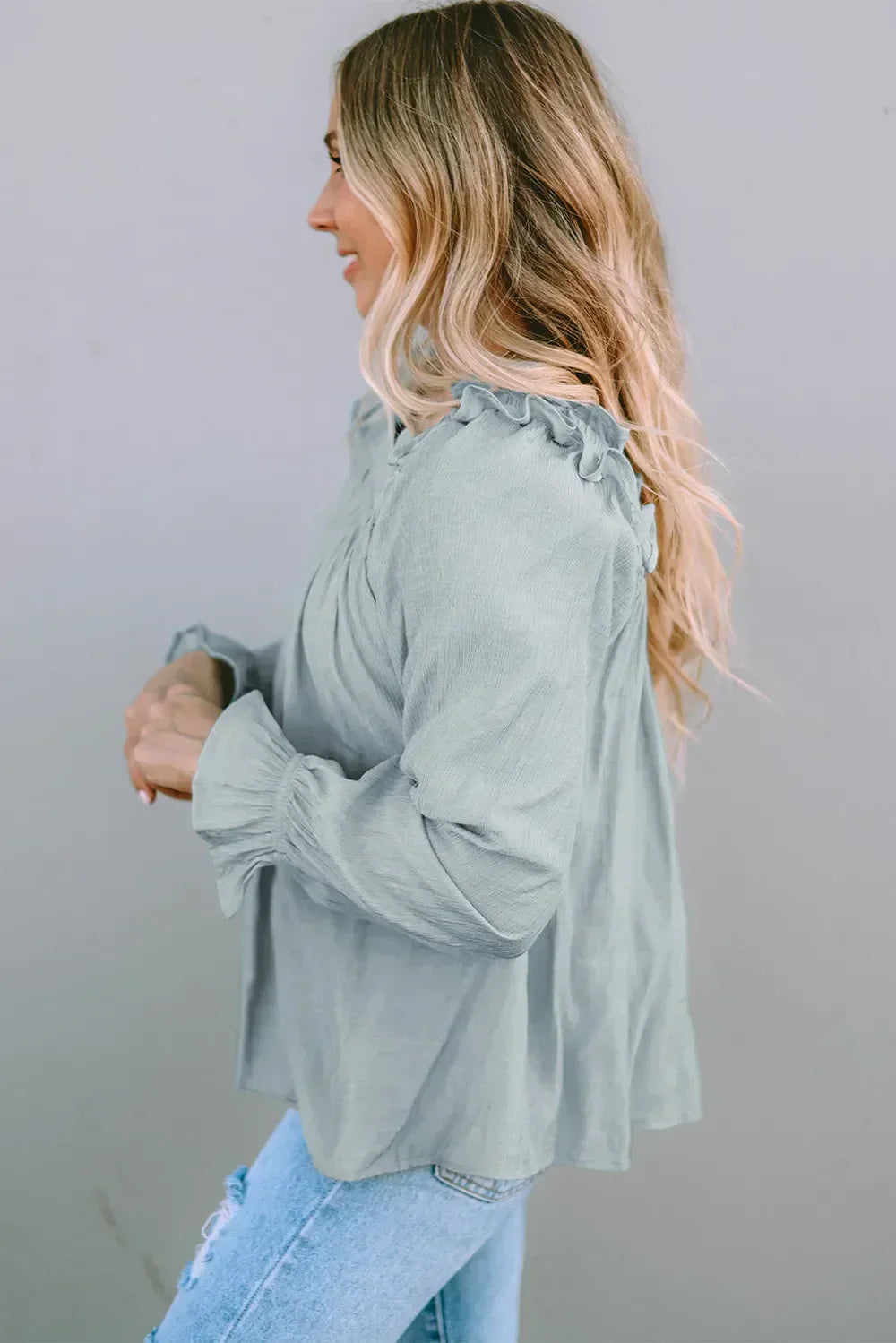 Frill Trim Flounce Sleeve Top | Elegant Women’s Blouse