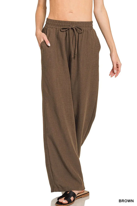 Woven Crepe Elastic Band Pants – Stylish & Comfortable Fit