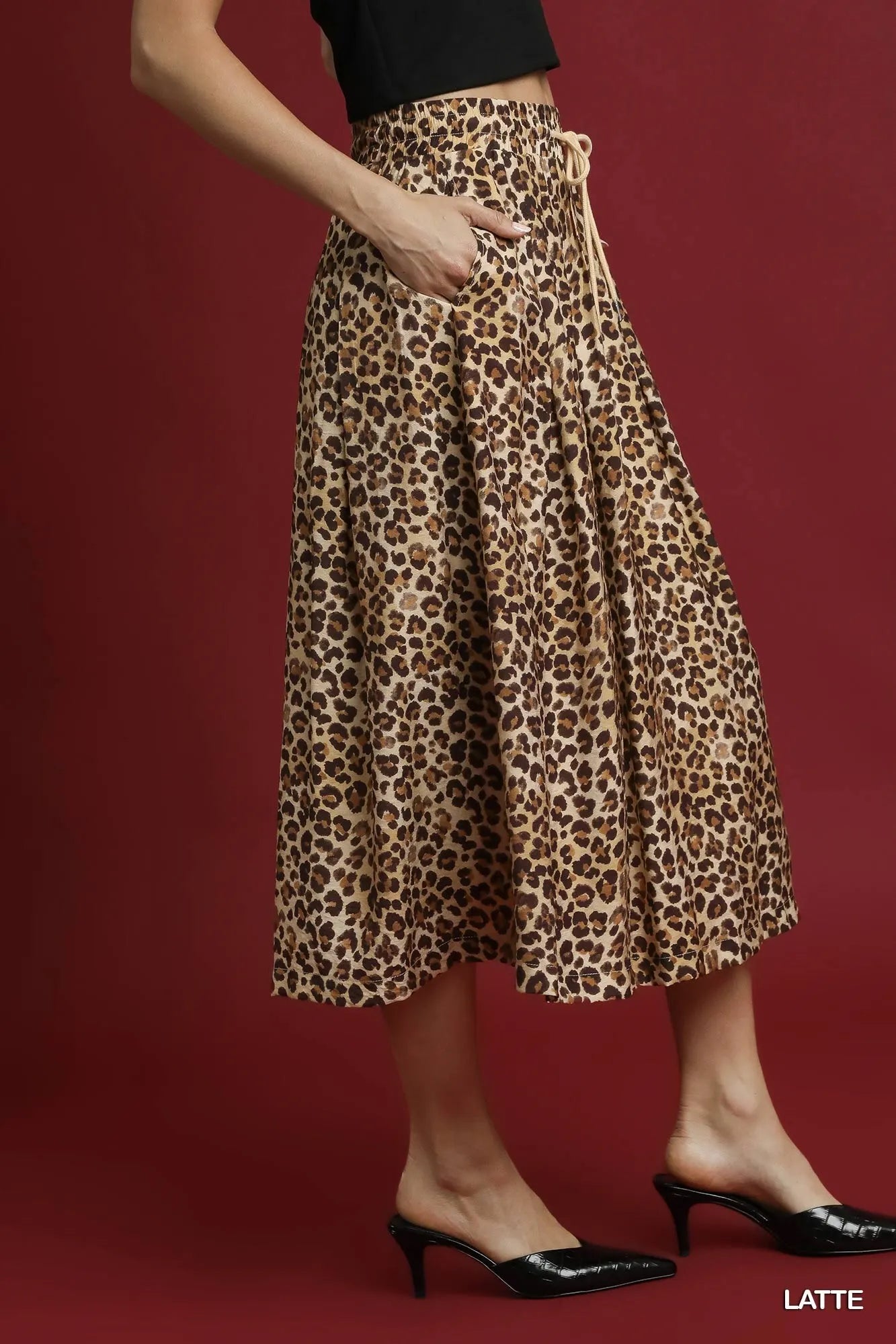 Umgee Drawstring Leopard Midi Skirt | Chic Animal Print Style