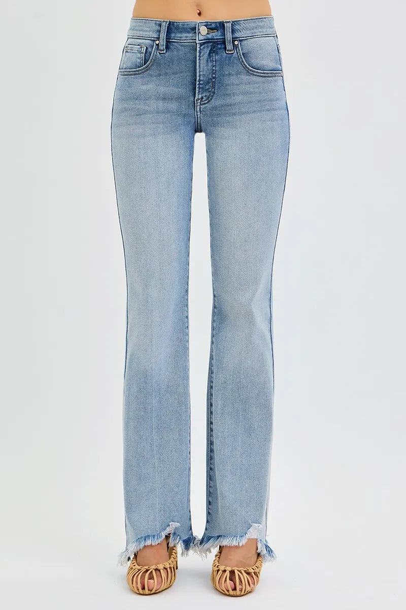 RISEN Full Size Tummy Control Mid Rise Flare Jeans Plus Size