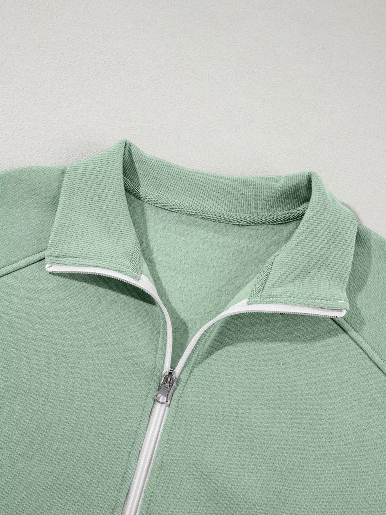 Drop Shoulder Zip Up Jacket & Drawstring Pants Set Activewear