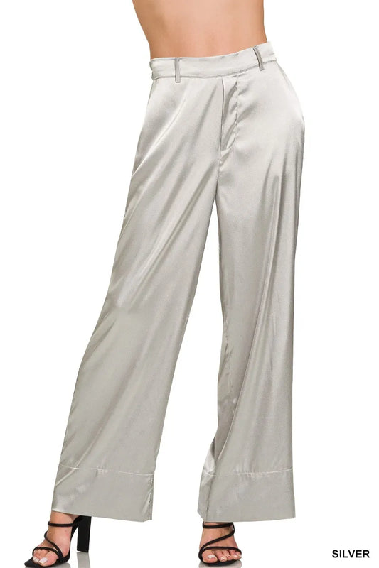 Wide-Leg Satin Pants | Elegant Women’s Chic & Comfortable Style