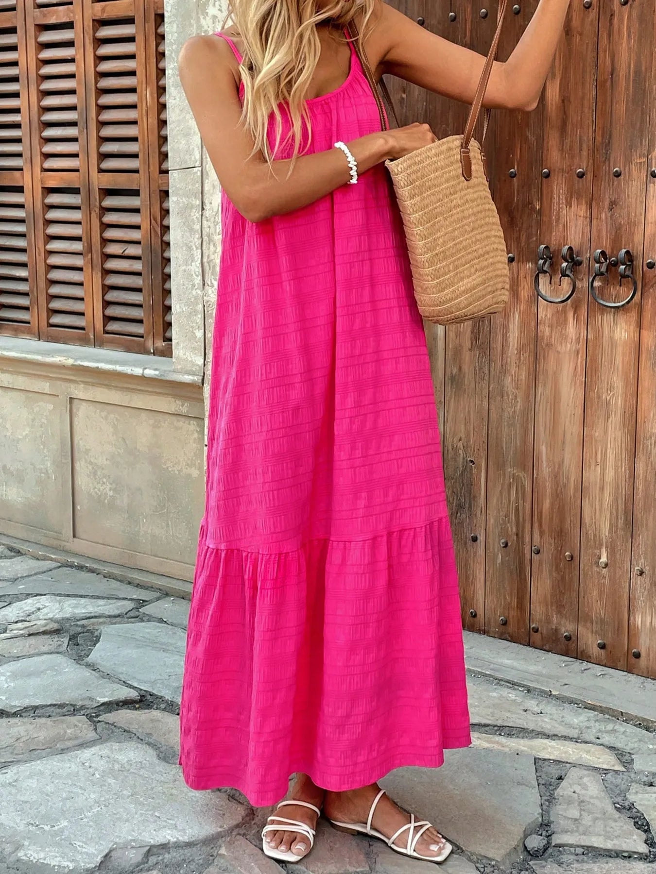 Scoop Neck Tiered Maxi Cami Dress – Flowing, Elegant Summer Style