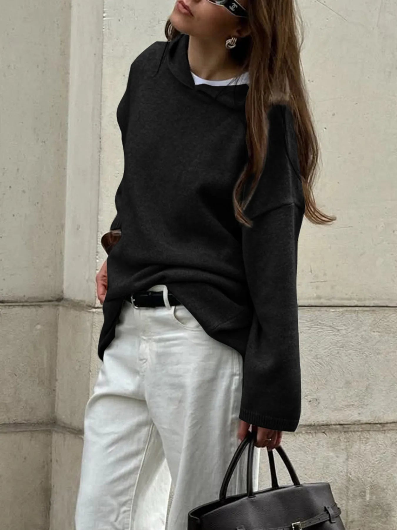 Oversized Long Sleeve Hooded Sweater | Cozy, Trendy & Comfy 2025