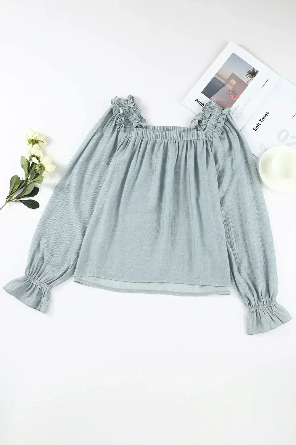 Frill Trim Flounce Sleeve Top | Elegant Women’s Blouse