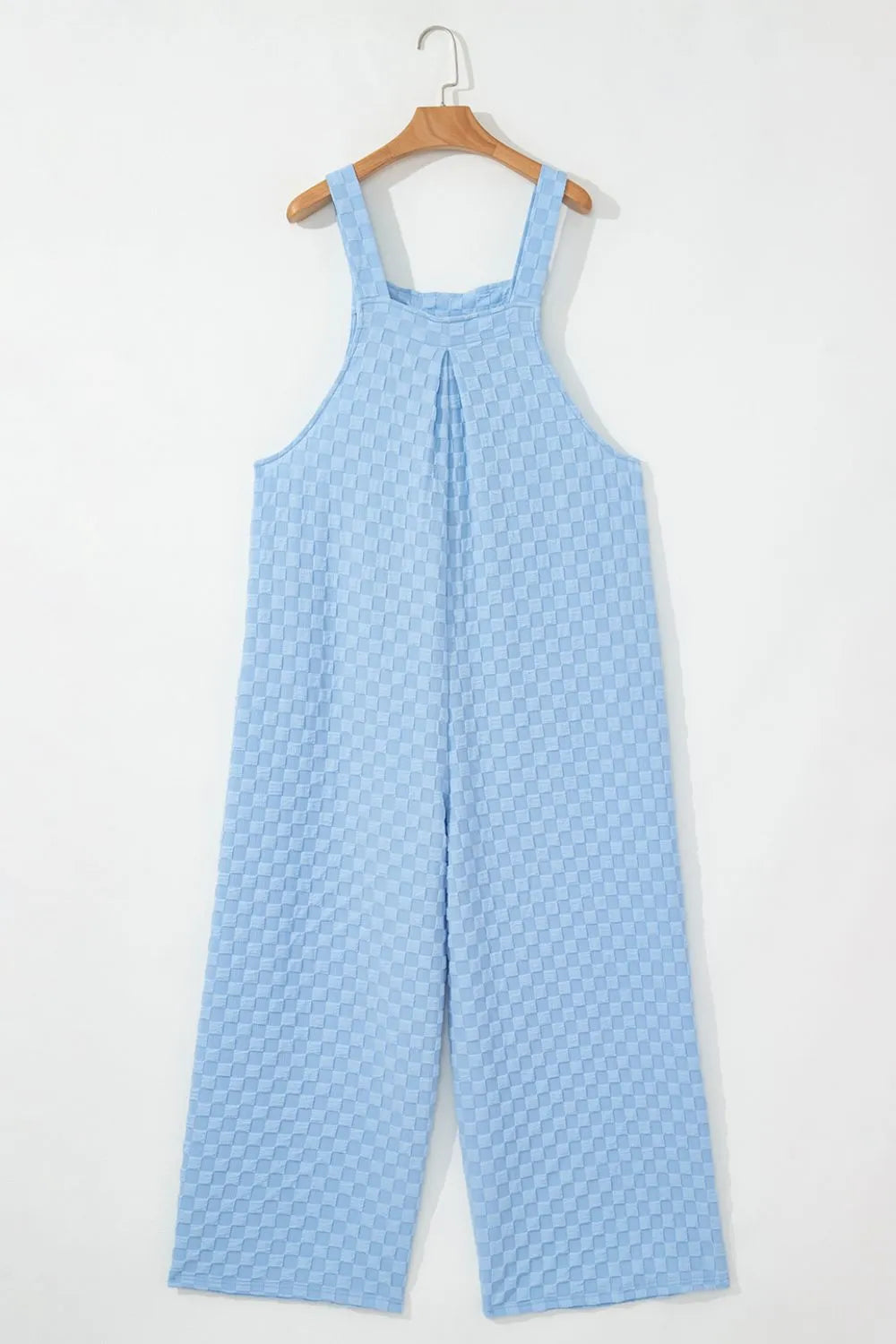 Checkered Pocketed Wide Leg Overalls – Trendy & Comfortable Fit