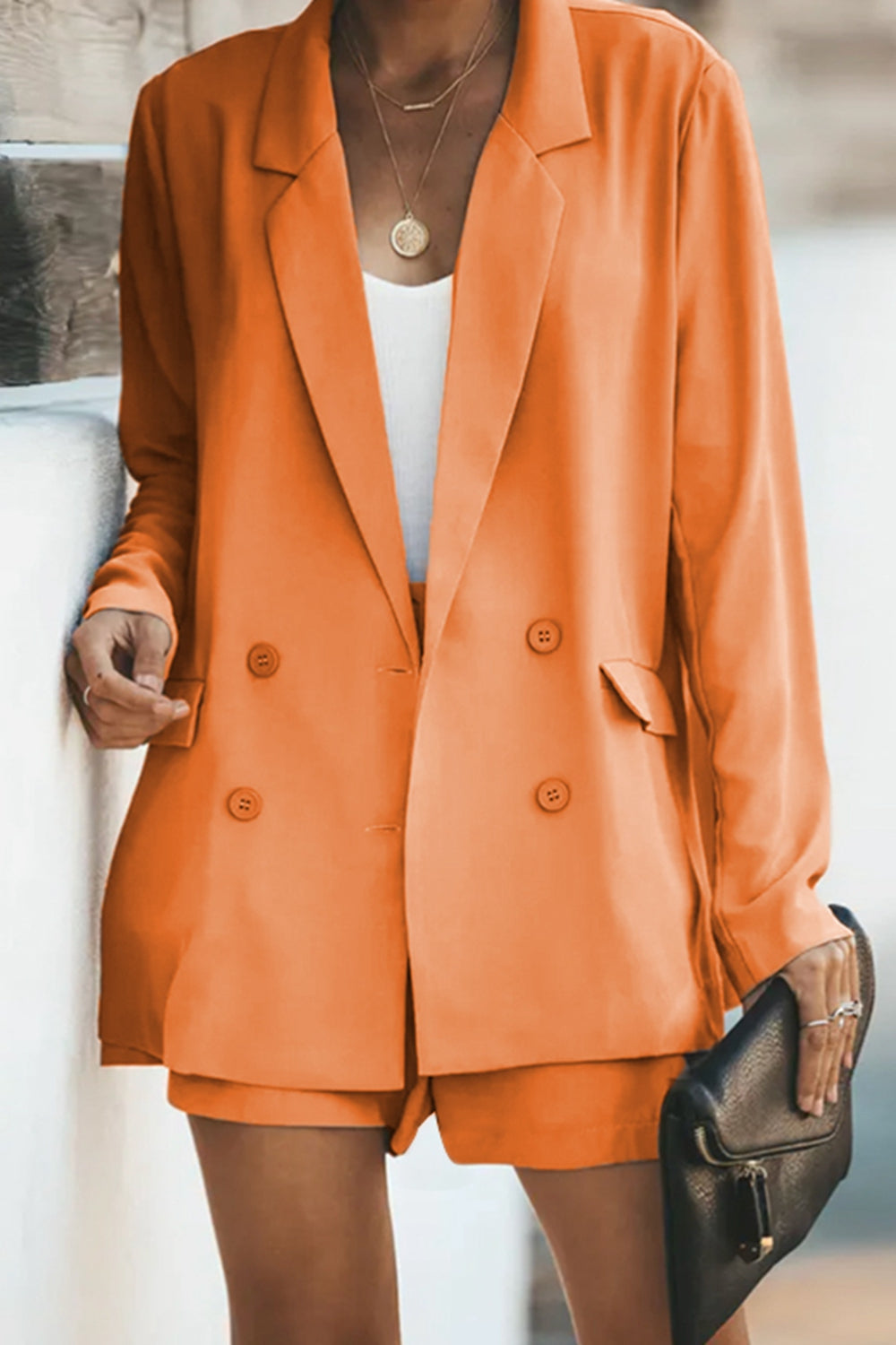 Longline Blazer and Shorts Set with Pockets – Stylish & Practical
