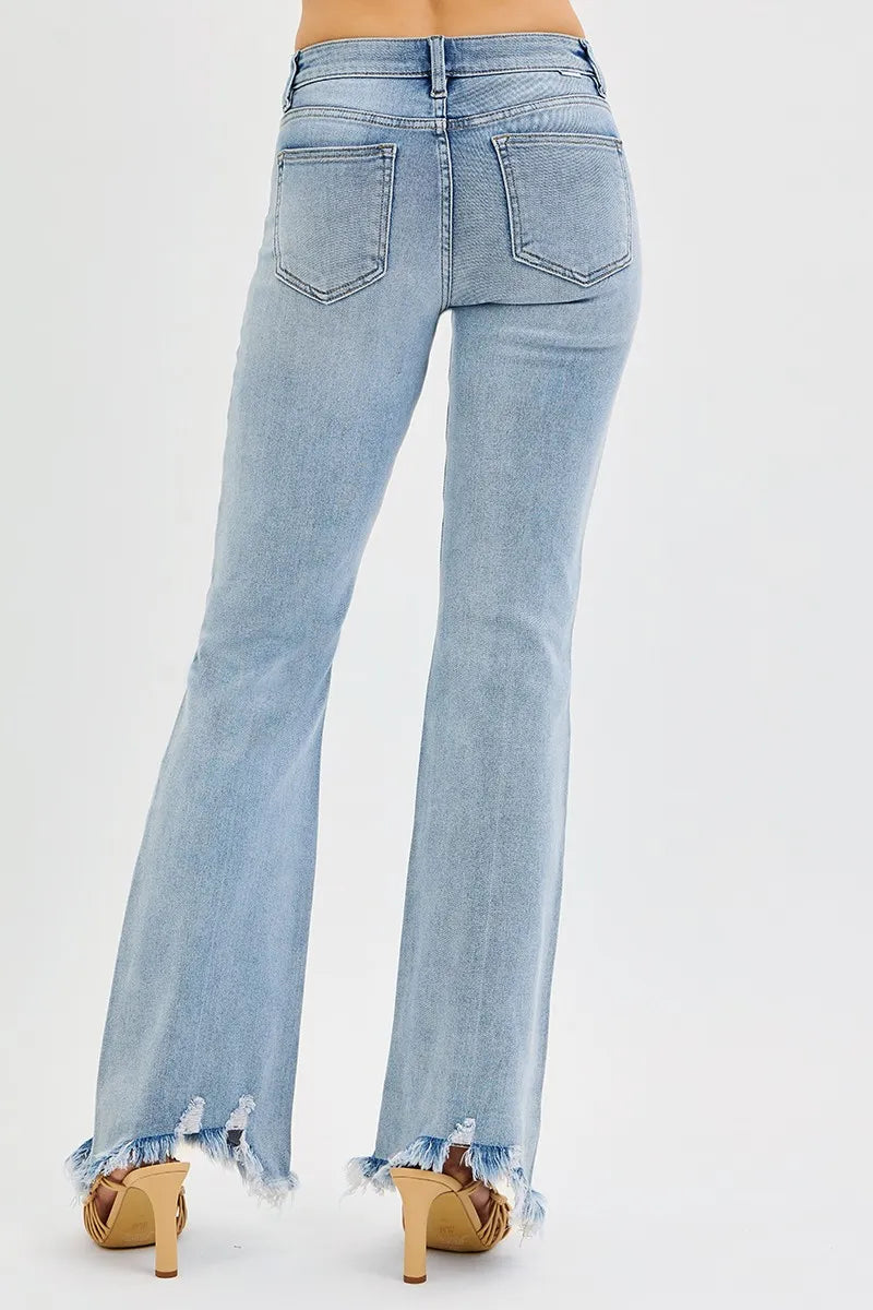 RISEN Full Size Tummy Control Mid Rise Flare Jeans Plus Size
