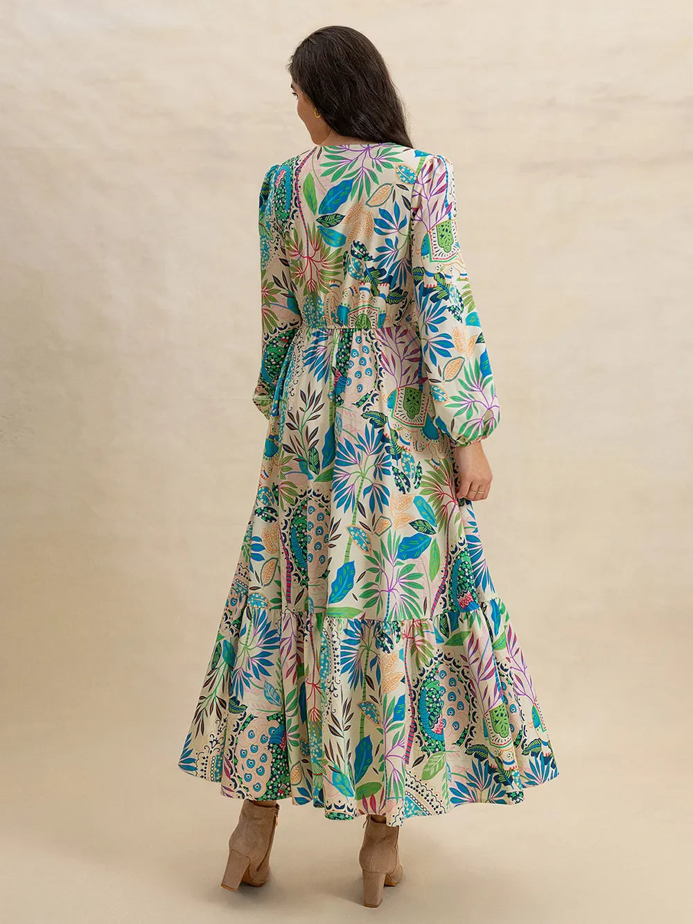 Slit Printed V-Neck Dress – Stylish & Breezy for Any Occasion
