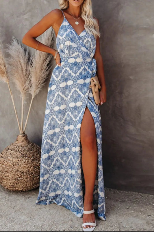 Printed Tied Maxi Cami Dress – Chic & Comfortable Summer Essential