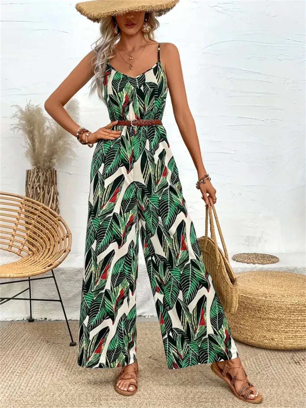 Tropical Print Spaghetti Strap Dress – Perfect for Summer Getaways