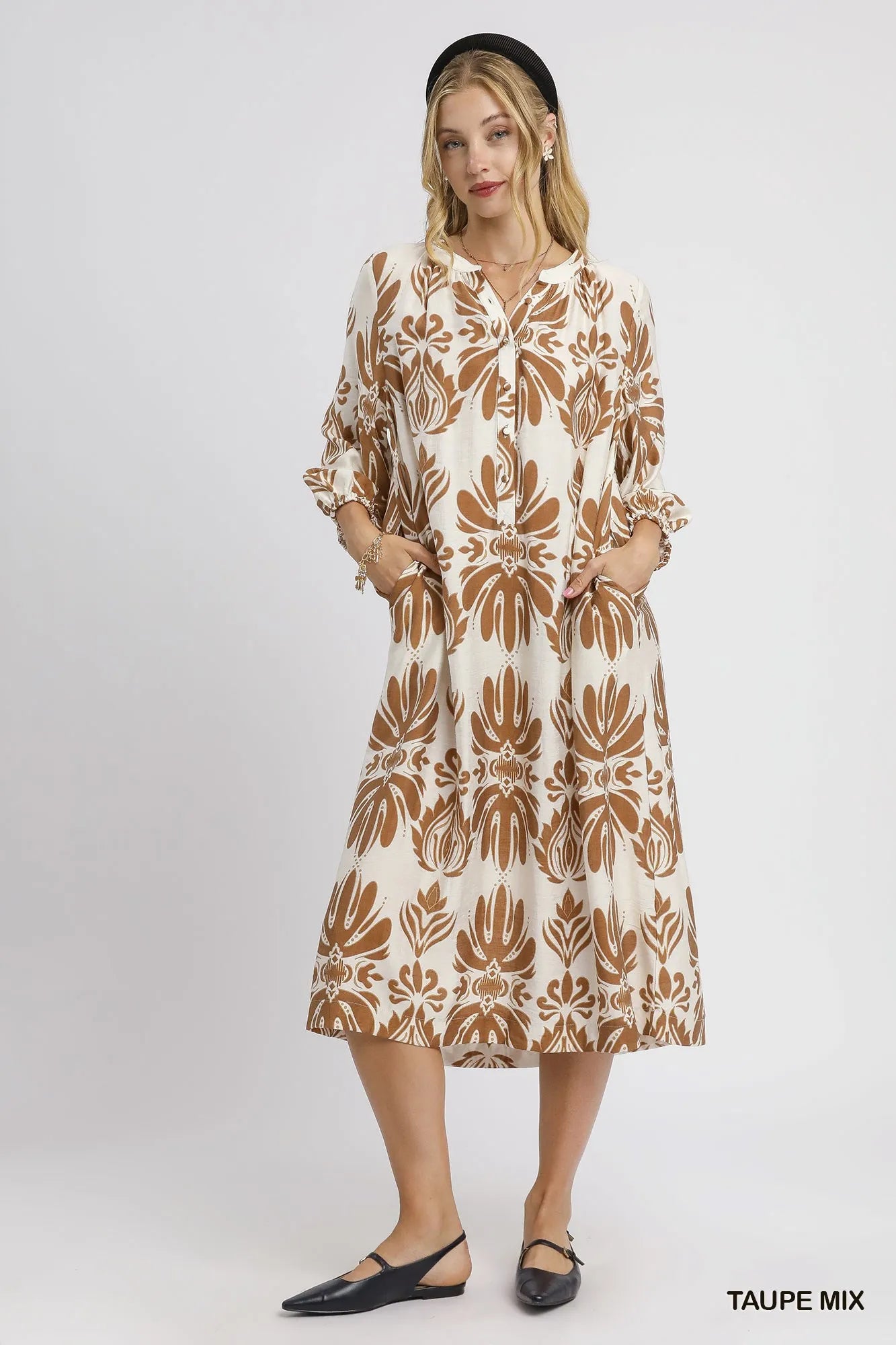Umgee Mix Abstract Floral Print Midi Dress | Chic Boho Women’s Style