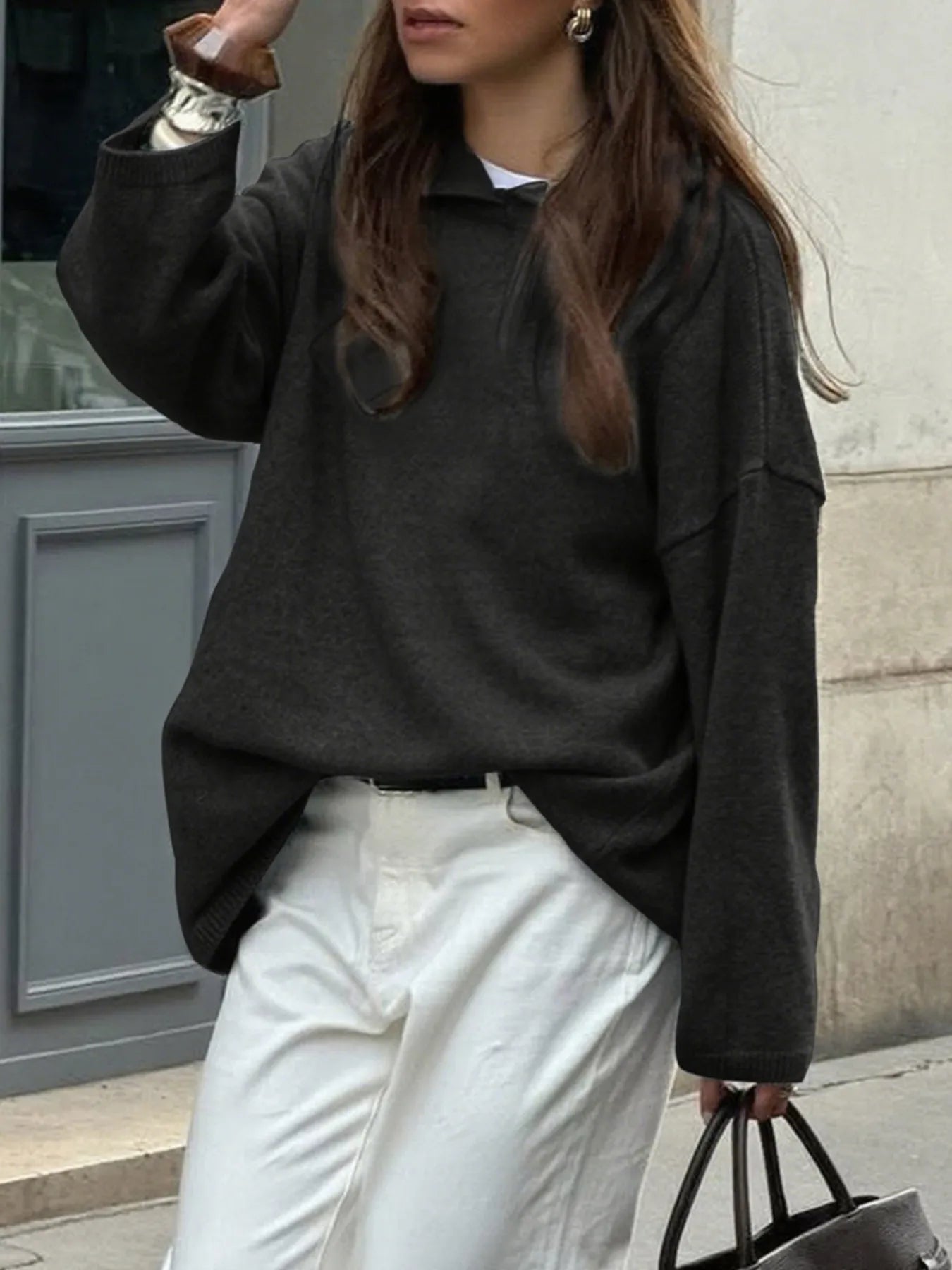 Oversized Long Sleeve Hooded Sweater | Cozy, Trendy & Comfy 2025