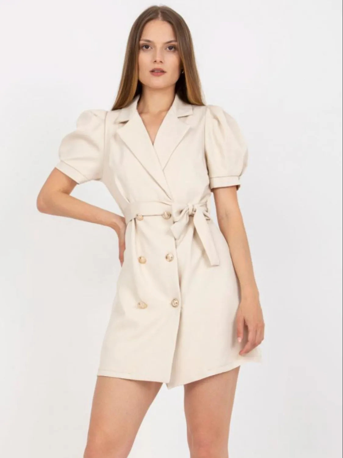 Tie Waist Short Sleeve Blazer Dress – Stylish & Elegant Outfit