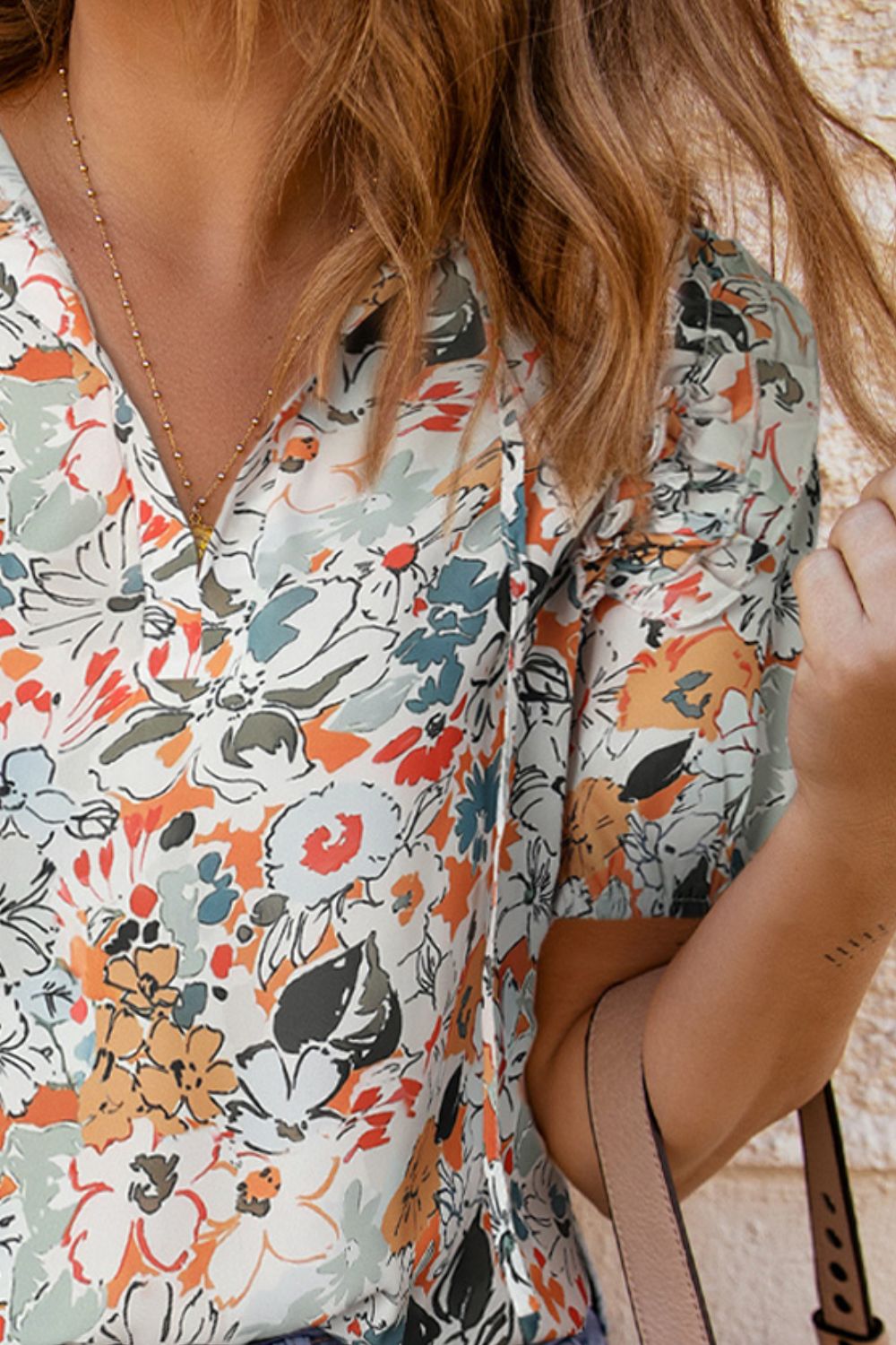 Floral Tie Neck Blouse – Feminine, Stylish, and Versatile Look