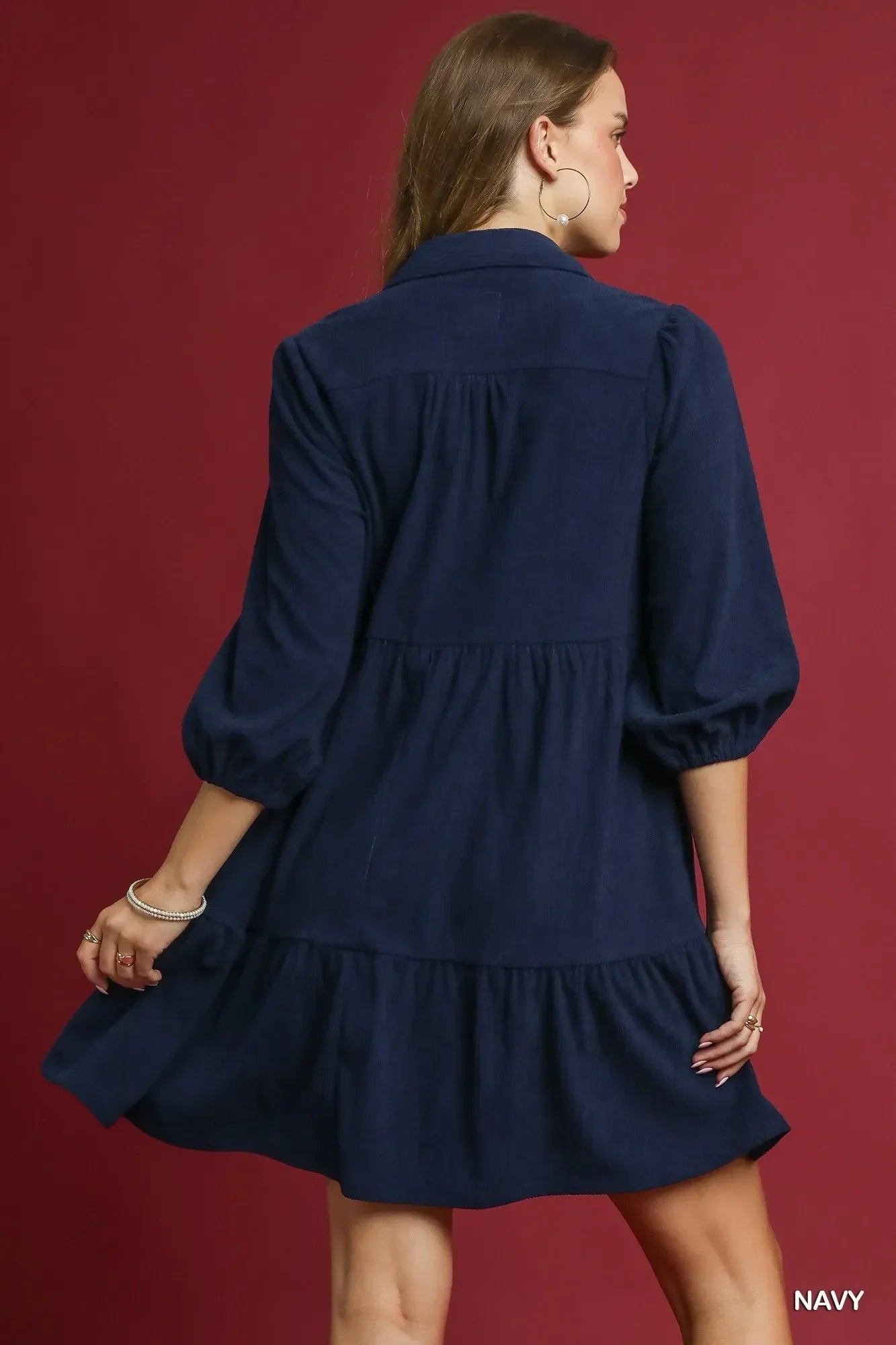 Umgee Tiered Corduroy Mini Dress – Stylish & Comfortable Fall Dress