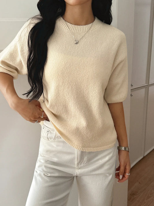 Ribbed Hem Round Neck Sweater | Classic, Cozy & Effortless Style