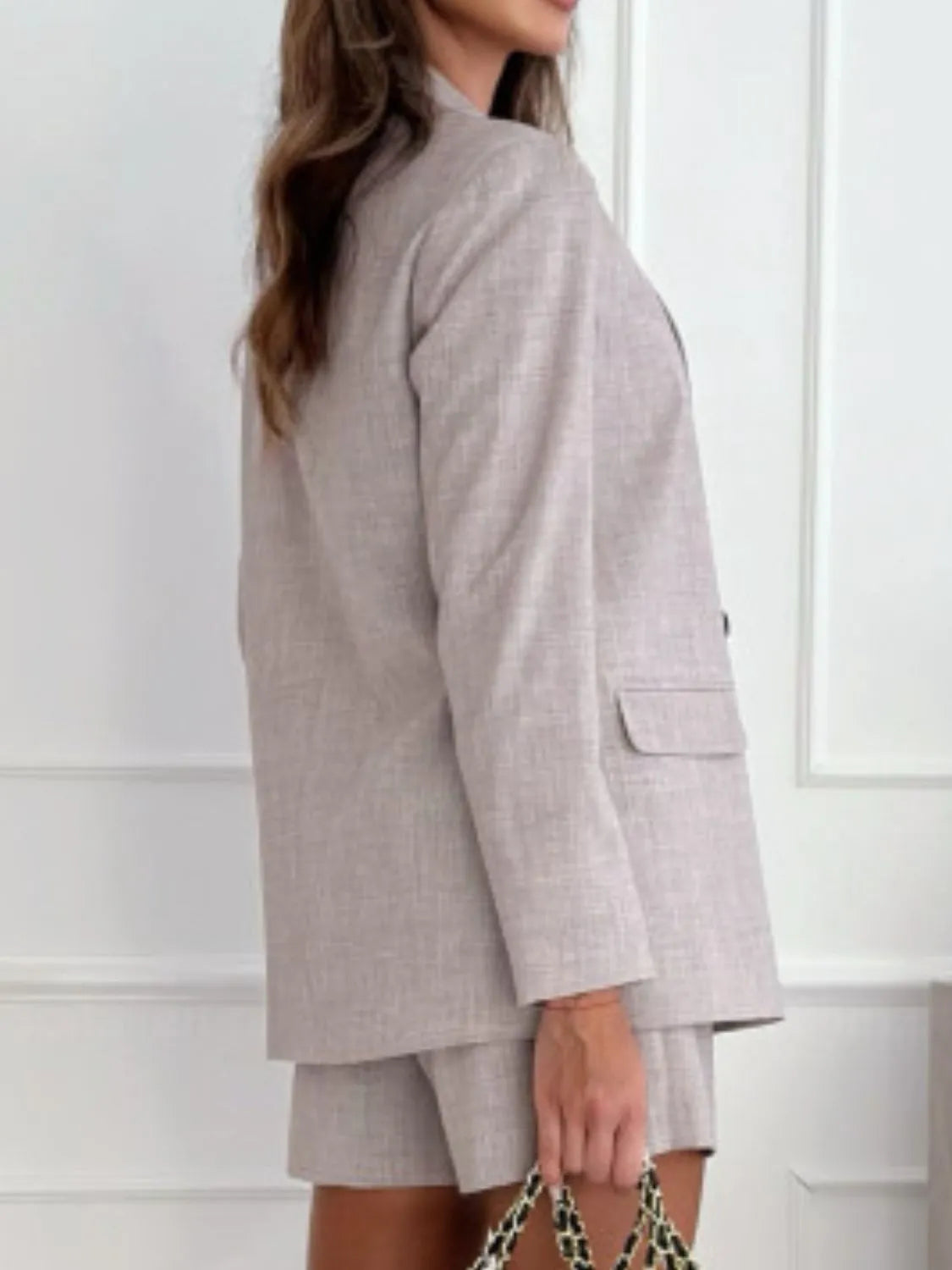 One Button Lapel Collar Blazer and Shorts Set – Chic & Stylish Look