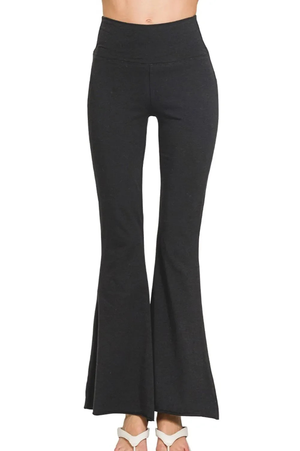 Zenana Raw Edge Hem Flare Yoga Pants | Stylish Comfort & Fit