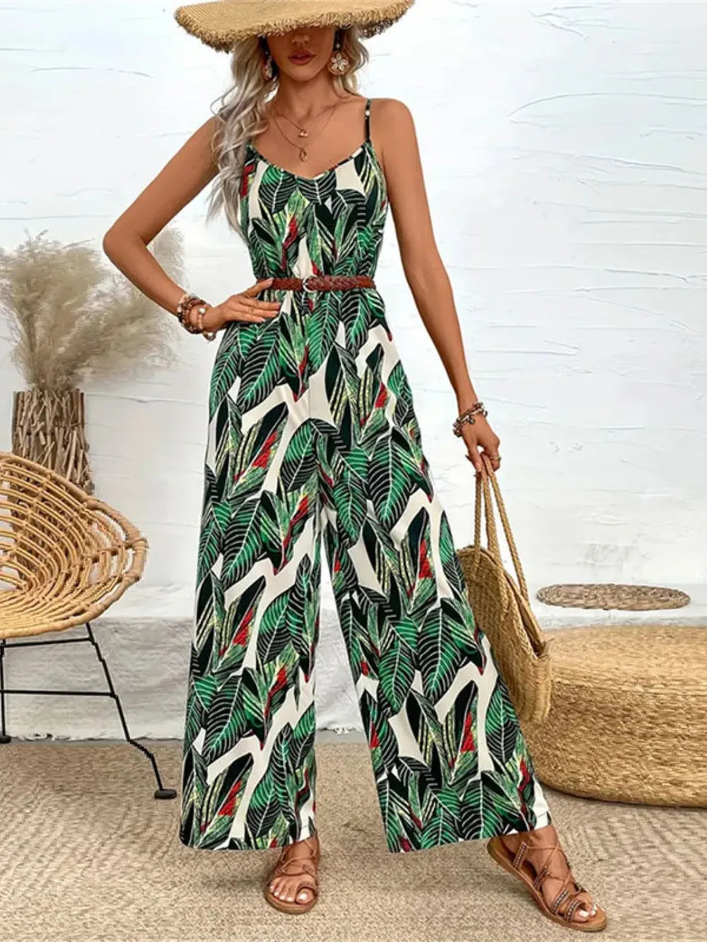 Tropical Print Spaghetti Strap Dress – Perfect for Summer Getaways