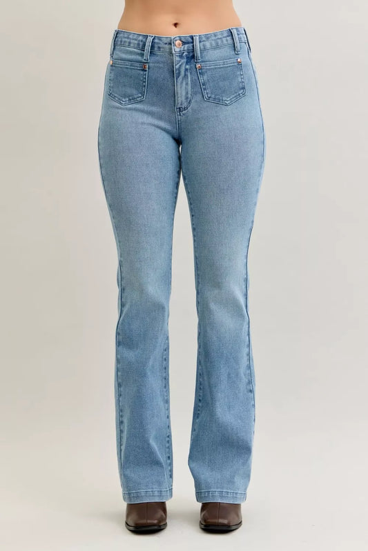 Mid Rise Bootcut Jeans – Judy Blue Plus Size with Contrast Wash