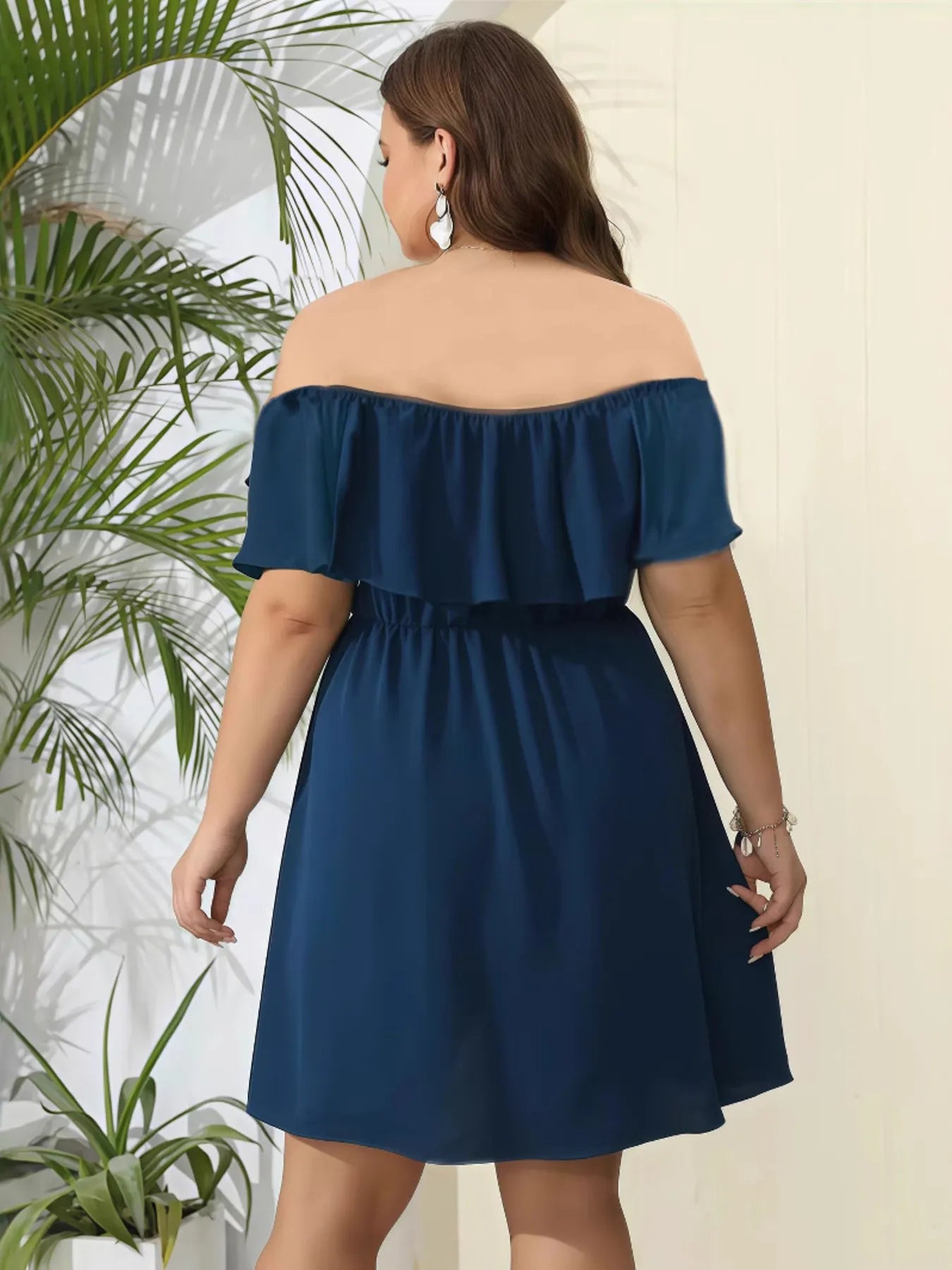Off-Shoulder Ruffle Summer Dress with Elastic Waist