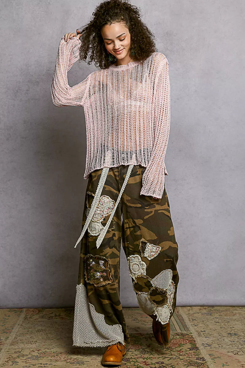 POL Openwork Round Neck Knit Cover Up | Lightweight | Centprime