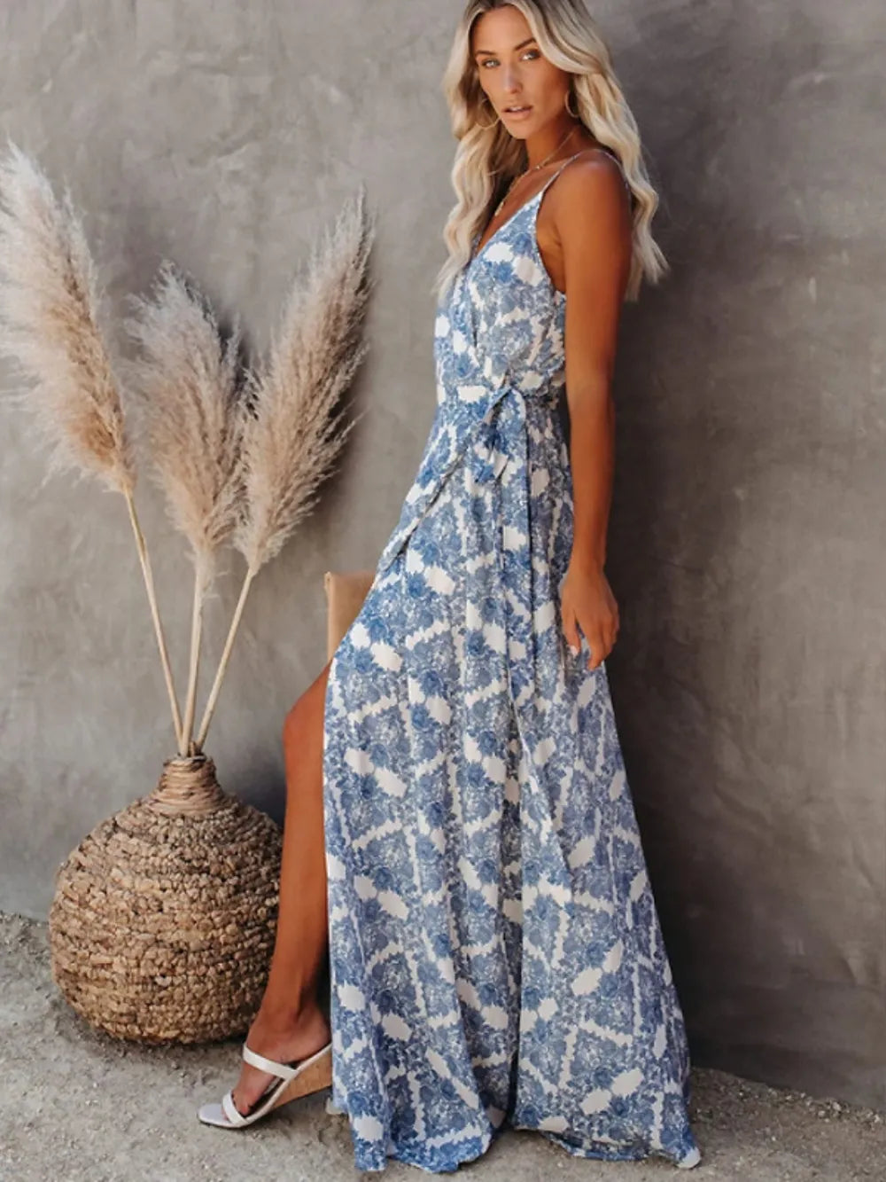 Printed Tied Maxi Cami Dress – Chic & Comfortable Summer Essential